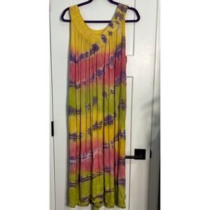 Advance Apparels Dress Womens Free Size Tie Dye Smocked A Line Sleeveless